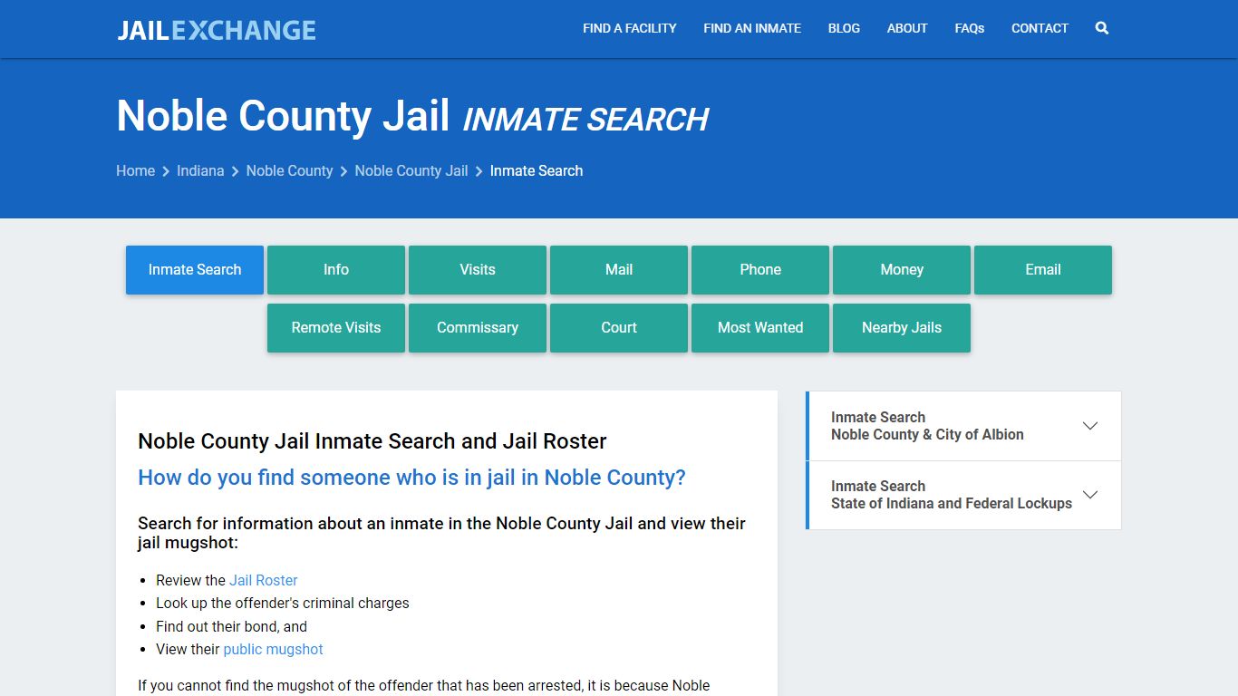 Inmate Search: Roster & Mugshots - Noble County Jail, IN - Jail Exchange
