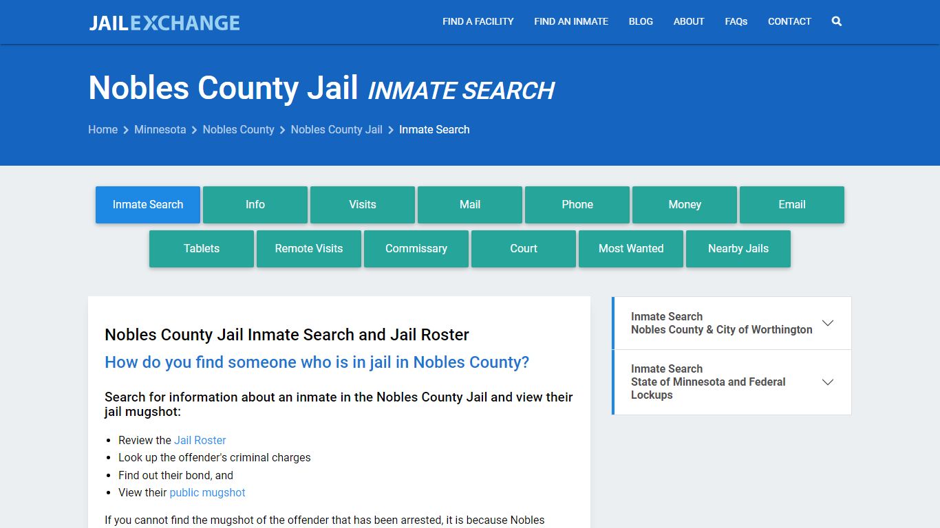 Inmate Search: Roster & Mugshots - Nobles County Jail, MN - Jail Exchange