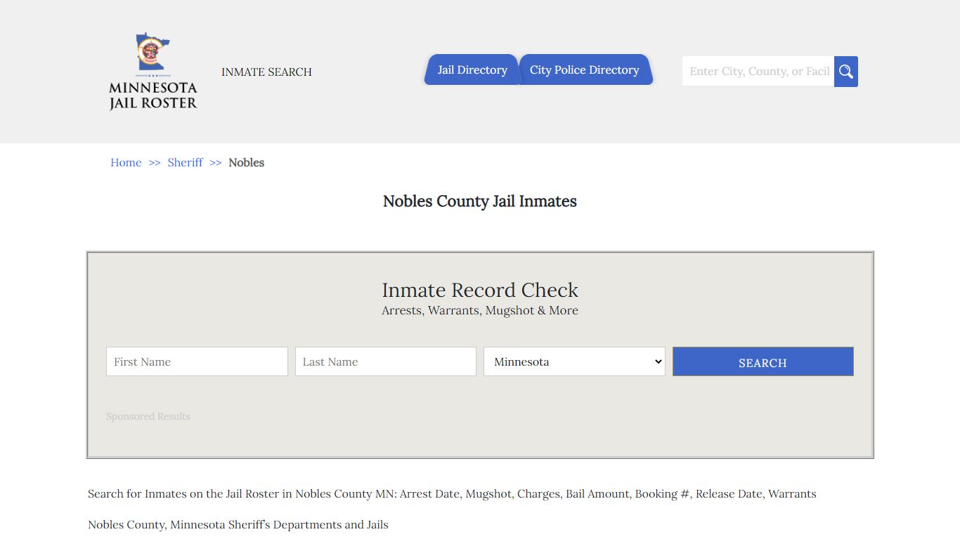 Nobles County Jail Inmates | Jail Roster Search